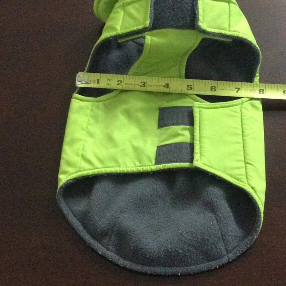 🌞 RC Pets jacket rain coat warm neon green velcro hole for leash for small dogs
